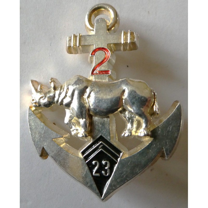 COLONIALE 23° B.I.M.A 2° ESC RHINOCEROS PLAQUE ARGENT 2004 *