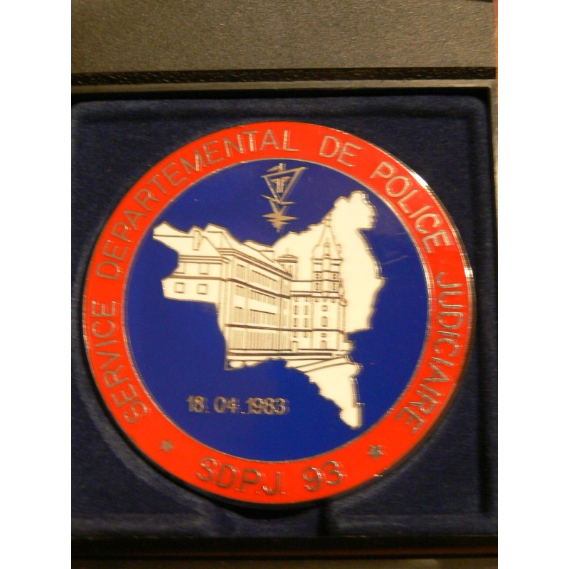 POLICE MEDAILLE DE TABLE SDPJ PP 93 EN BOITE 70 MM