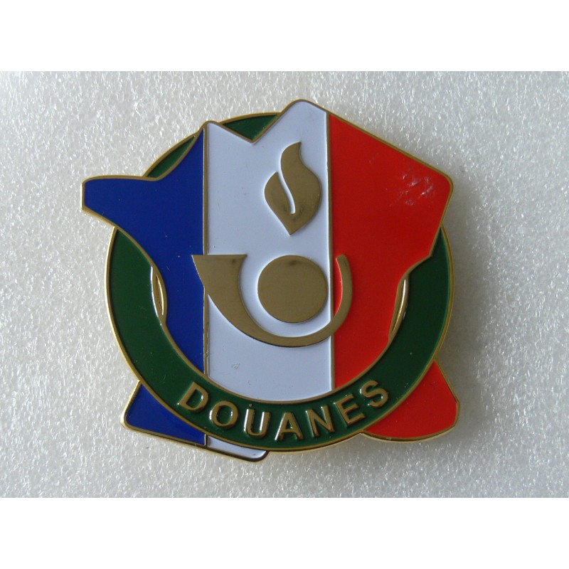 PLAQUE DES DOUANES CARTE DE FRANCE TRICOLORE AVEC MATRICULE