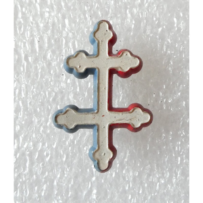 FFI INSIGNE PATRIOTIQUE PLASTIQUE CROIX DE LORRAINE BLANCHE 1*