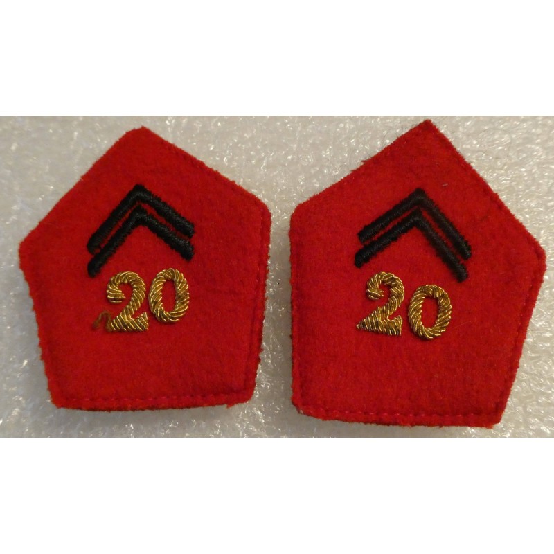 ARTILLERIE PAIRE DE PATTES COL 20 EME REGIMENT D ARTILLERIE "