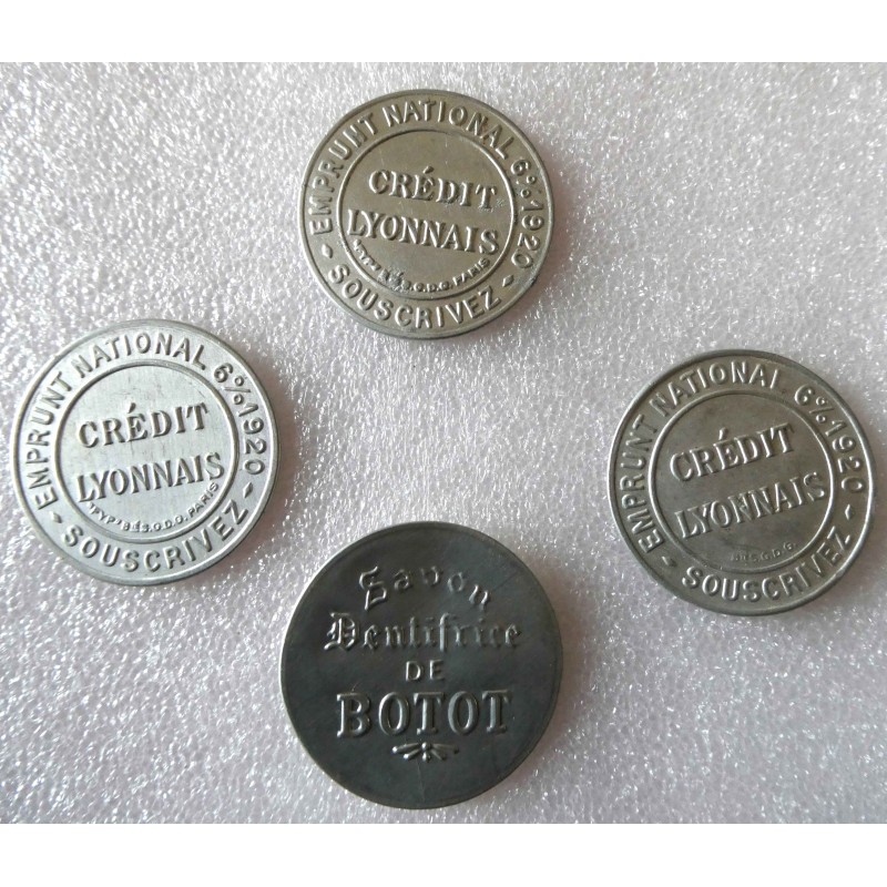 LOT 4 PIECES PUBS CREDIT LYONNAIS ET DENTIFRICE 1920*